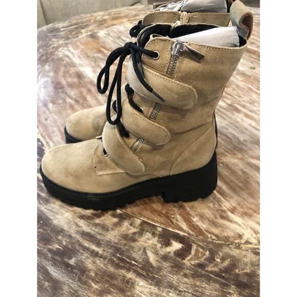 Free People Emmett Boot Lace Up Latte Suede Camel NEW 9 US 39 - Picture 6 of 8